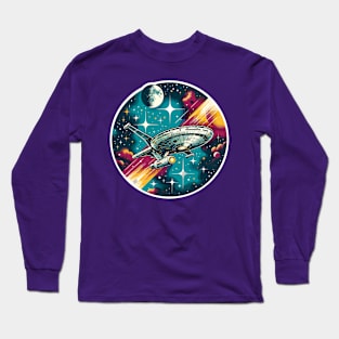 Spaceship in outer space Long Sleeve T-Shirt